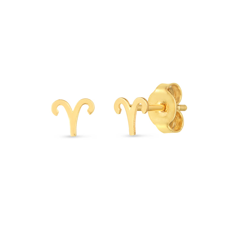 14K Gold Aries Studs-Yellow | Push Back