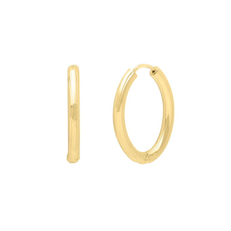 14K Endless Engraved Oval Hoops -Yellow | Endless