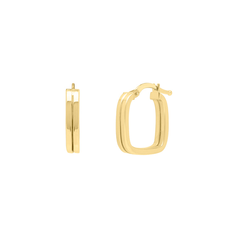 14K Double Square Tube Hoops-Yellow | Hinged