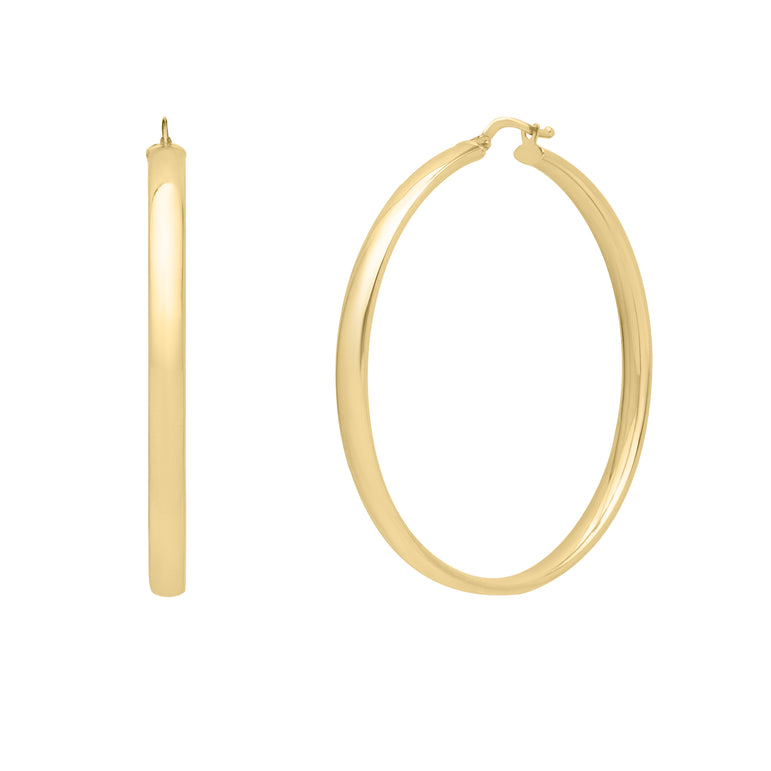 14K Large Wedding Hoops -Yellow | Hinged