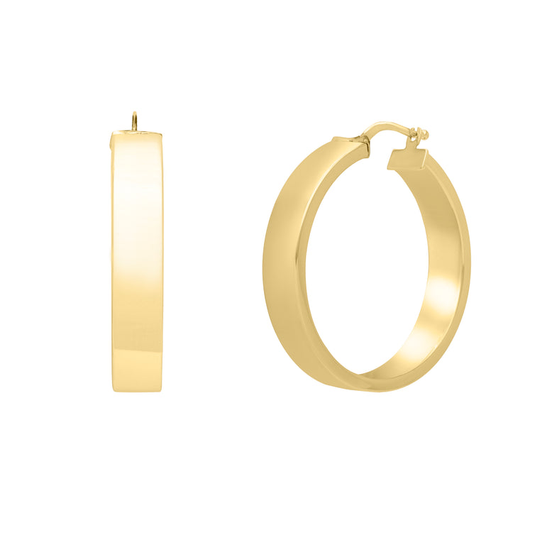 14K Large Square Tube Hoops -Yellow | Hinged