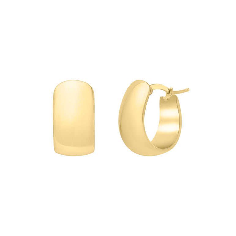 14K Wide Huggie Hoops -Yellow | Hinged