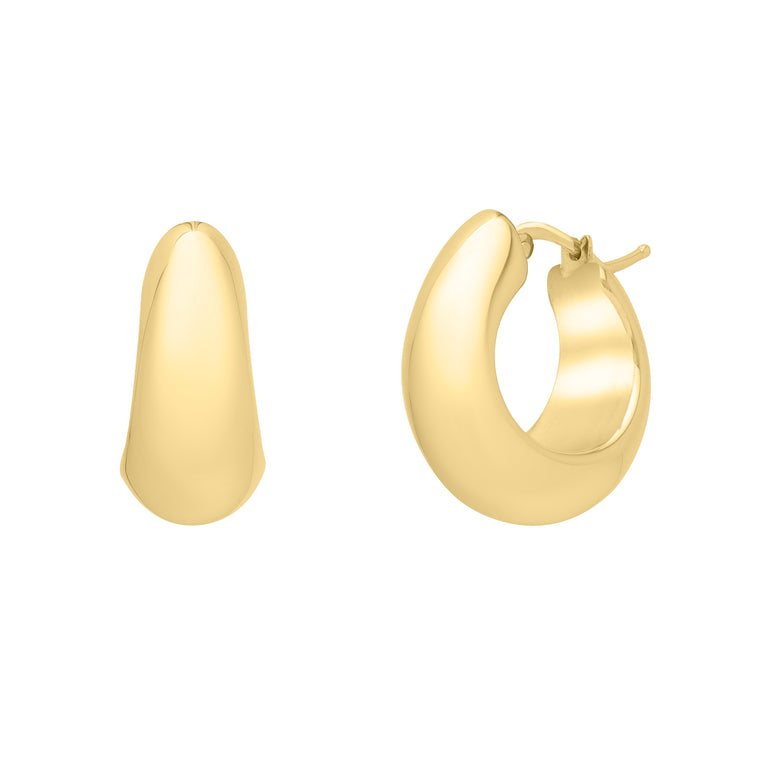 14K Tapered Hoops -Yellow | Hinged