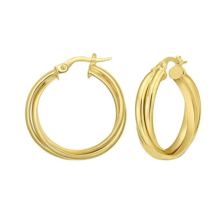 14K Interlocking Medium Trinity Hoops-Yellow | Hinged