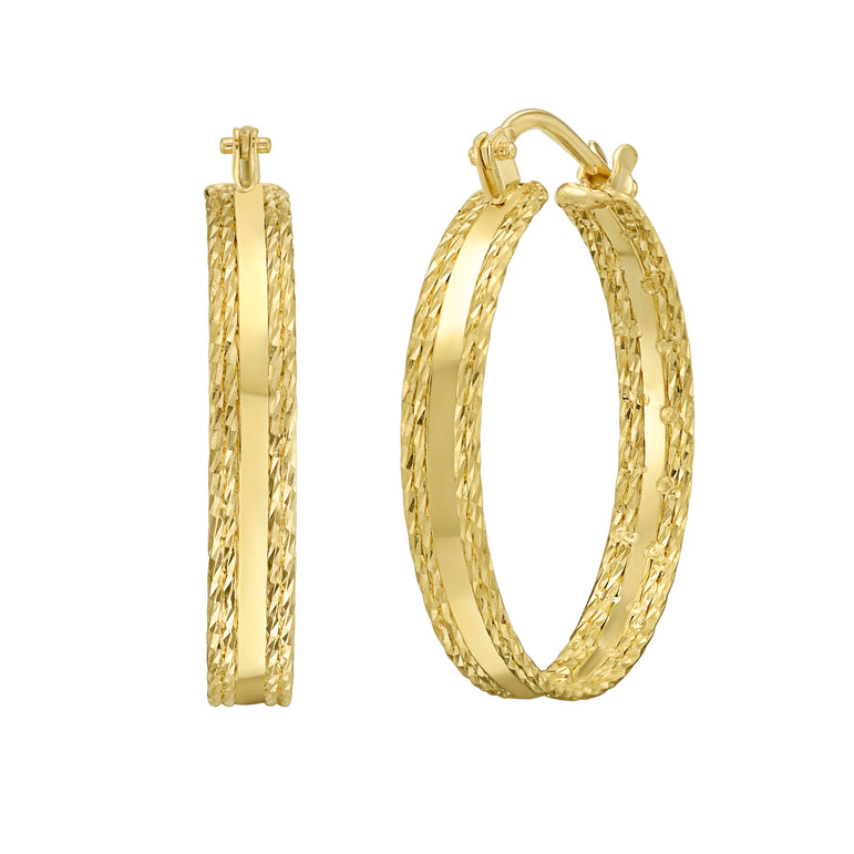 14K Sparkle Spring Hoops-Yellow | Hinged