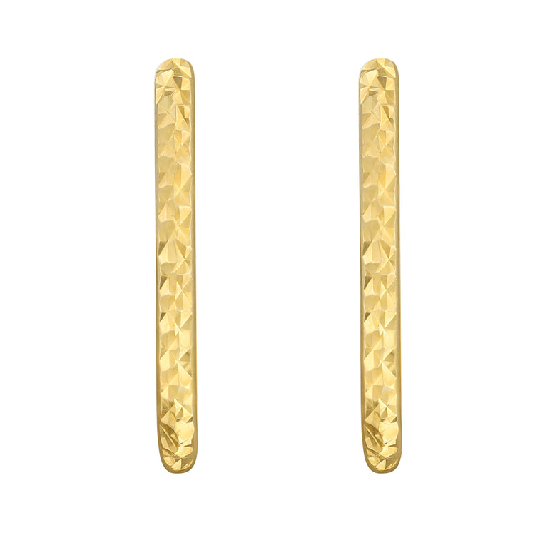 14K Gold Textured Oval Hoops-Yellow | Snap