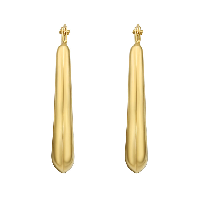 14K Gold Graduated Oval Hoops-Yellow | Hinged