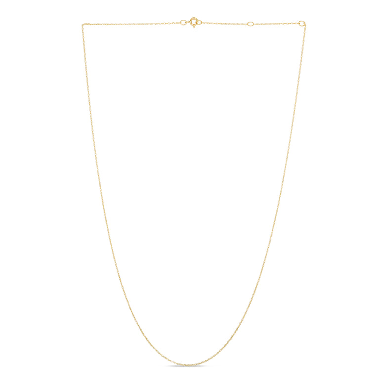 14K Gold .5mm Double Extendable Rope Chain -Yellow | Lobster