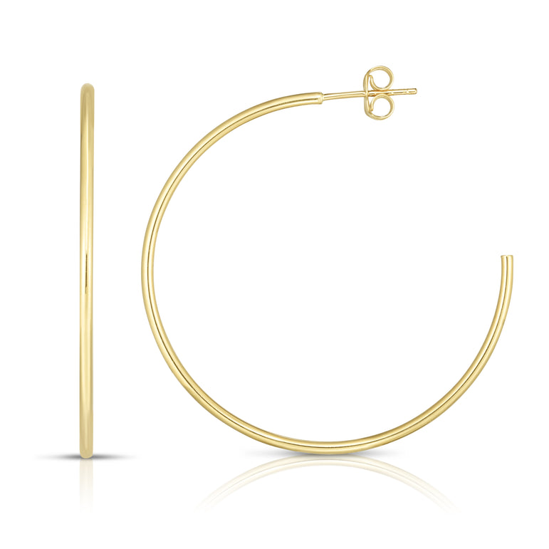 14K Gold 1.5x40mm Polished C Hoop Earring-Yellow | Push Back