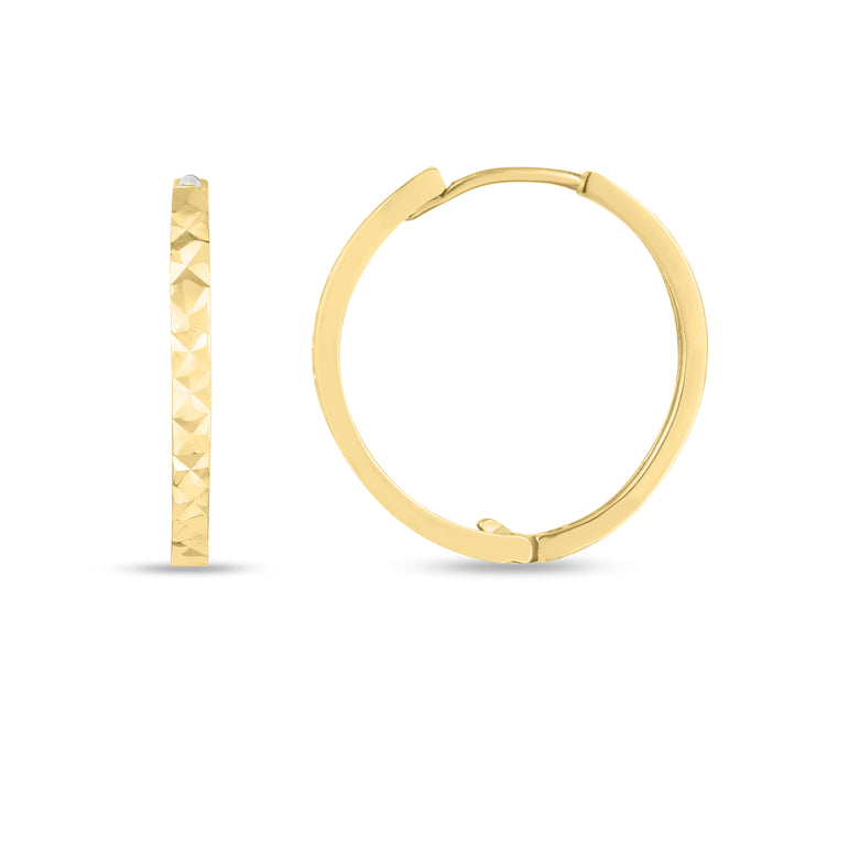 14K Diamond Cut Huggie Hoops-Yellow | Snap