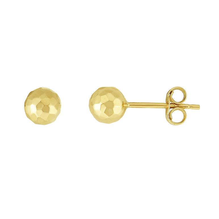 14K Gold 5mm Faceted Post Earring-Yellow | Push Back