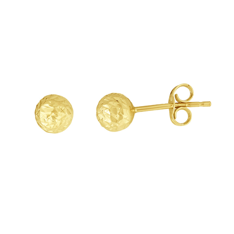14K Gold 5mm Crystal Cut Post Earring-Yellow | Push Back