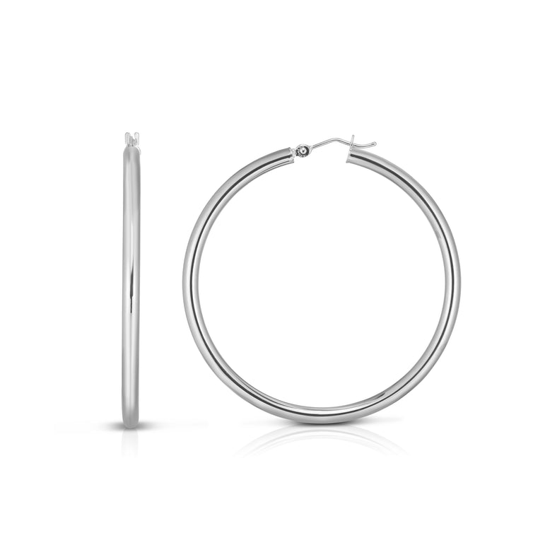 14K Gold 3x25mm Hoops-White | Hinged