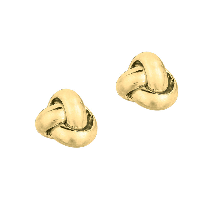 14K Gold Classic Polished Love Knot Stud Earring-Yellow | Push Back