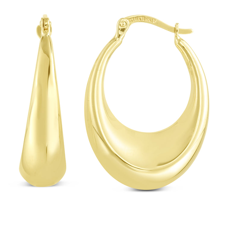 14K Polished Puff Hoop-Yellow | Hinged