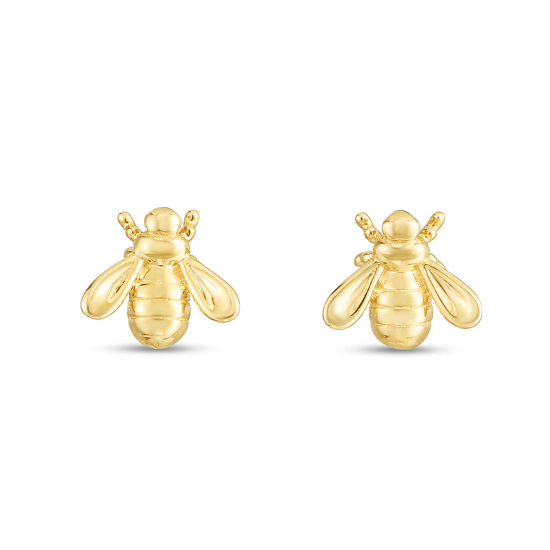 14K Bee Studs-Yellow | Push Back