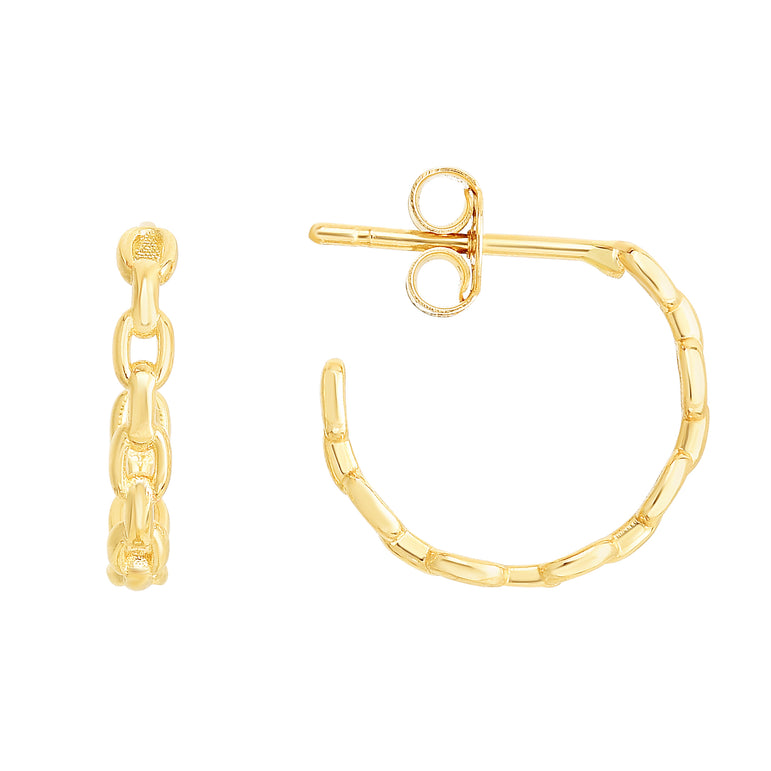14K Yellow Gold Oval Links C Hoops-Yellow | Push Back