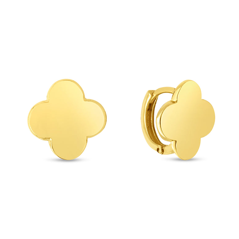 14K Gold Clover Earrings-Yellow | Snap