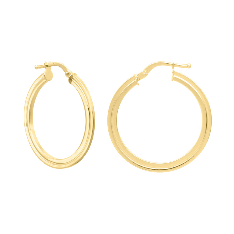 14K Gold Round Concentric Hoops-Yellow | Hinged