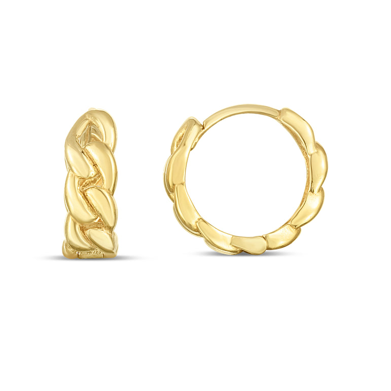14K Curb Huggie Hoops-Yellow | Snap