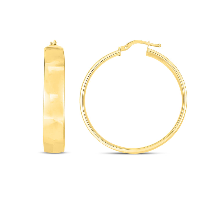 14K 7x35mm Wedding Band Hoops-Yellow | Hinged
