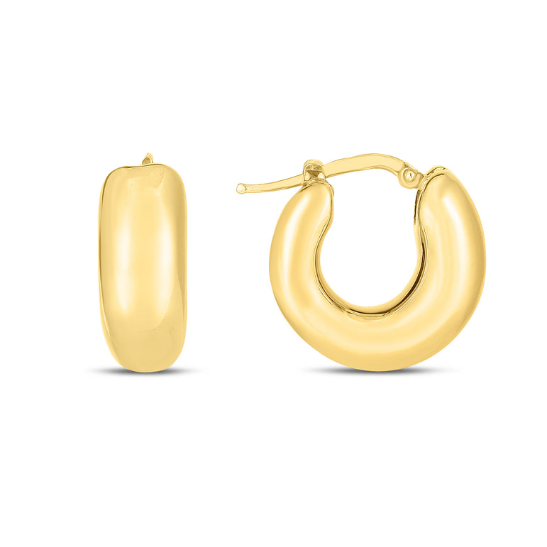 14K Small Puffy Hoops-Yellow | Hinged