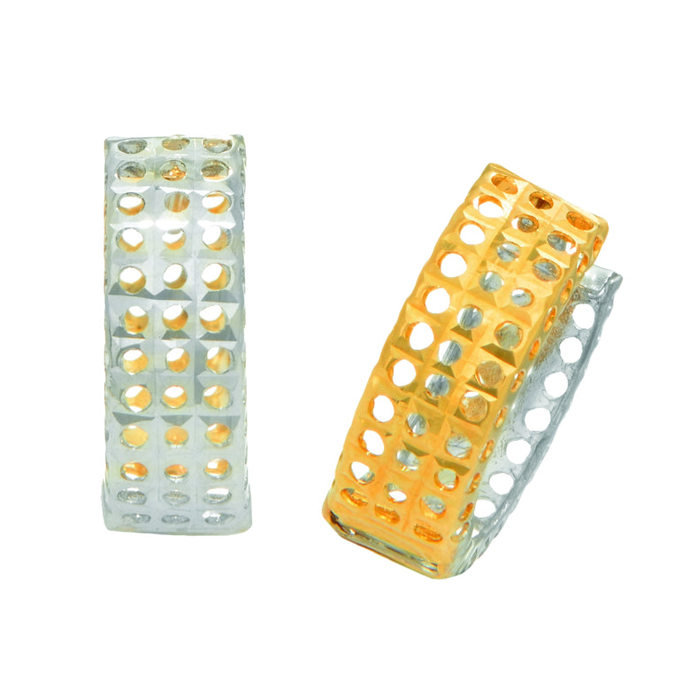 14K Gold Open Reversible Huggie Earring-Two-tone | Hinged