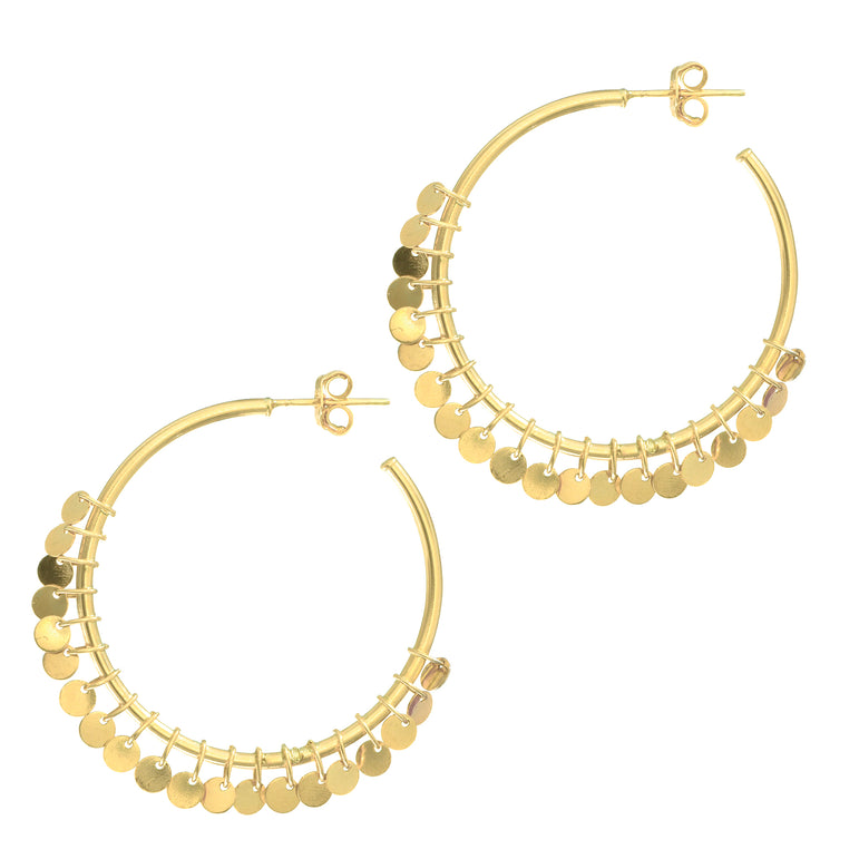 14K Gold Flora Hoop Earring-Yellow | Hinged