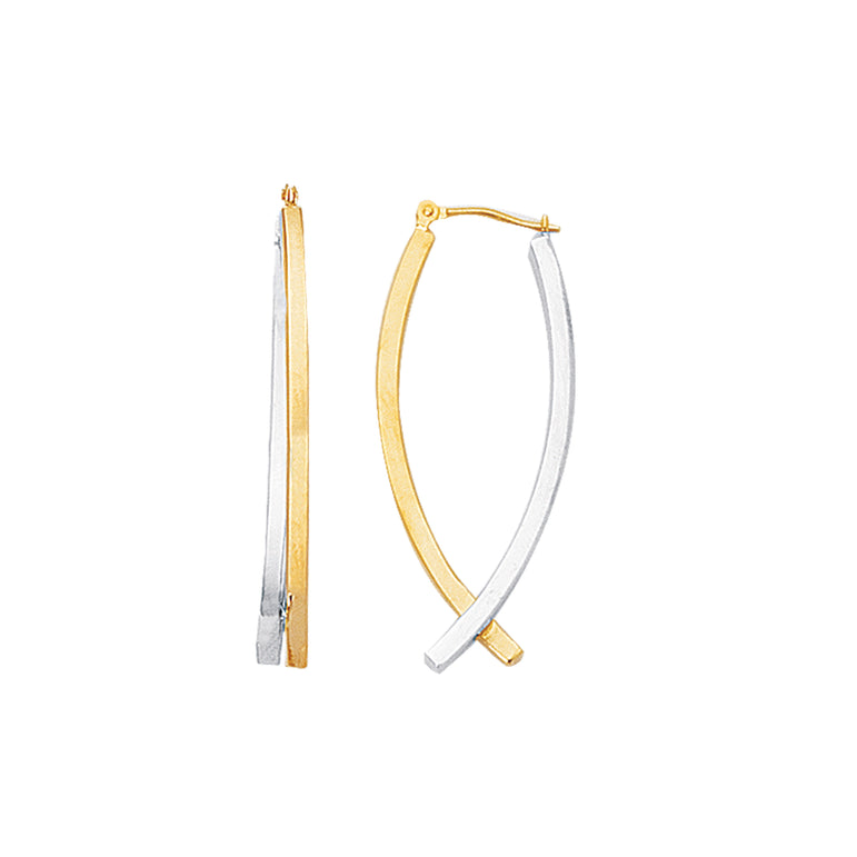 14K Yellow & White Gold Polished Hoop Earring-Two-tone | Hinged