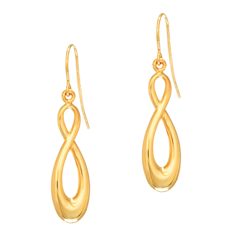 14K Gold Polished Infinity Drop Earring-Yellow | Euro Wire