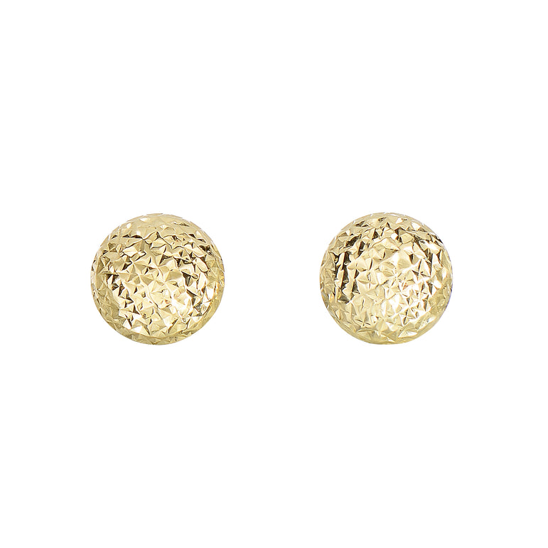14K Gold Diamond Cut Post Earring-Yellow | Push Back