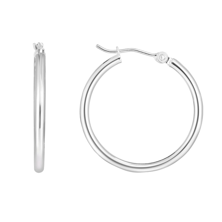 14K Gold 2x25mm Hoops-White | Hinged