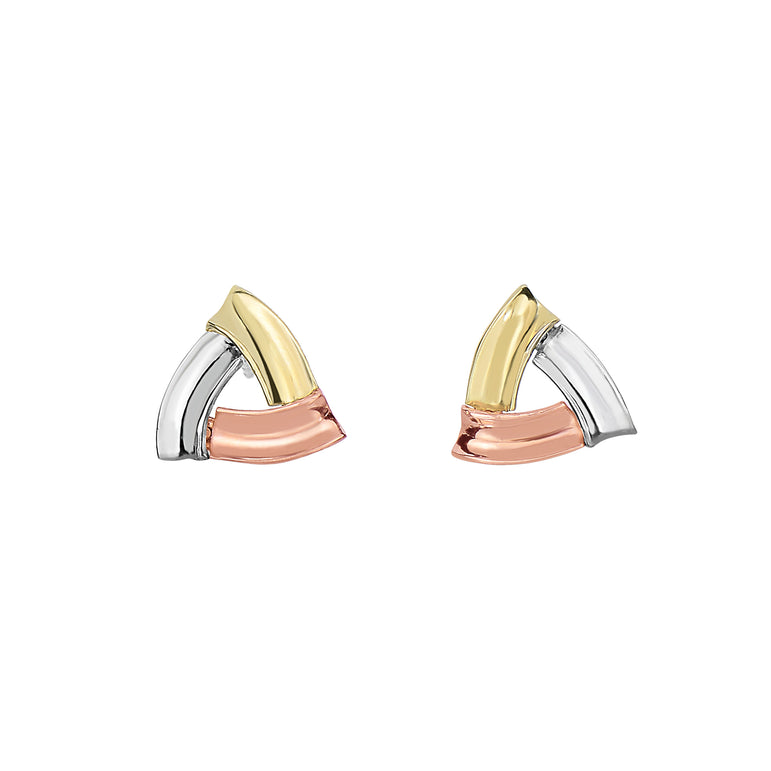 14K Tri-color Gold Triangle Stud Earring-Tri-color | Push Back