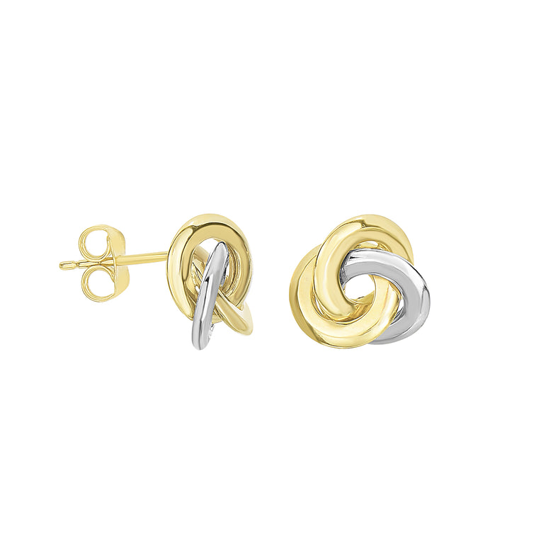 14K Two-tone Gold Polished Love Knot Stud Earring-Two-tone | Push Back