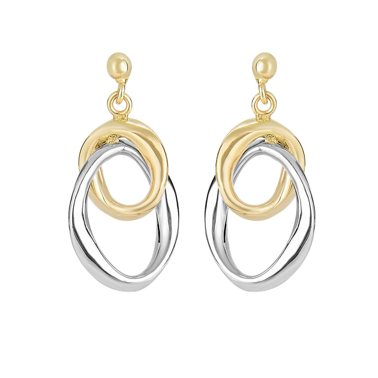 14K Gold Interlocked Drop Earring-Two-tone | Push Back