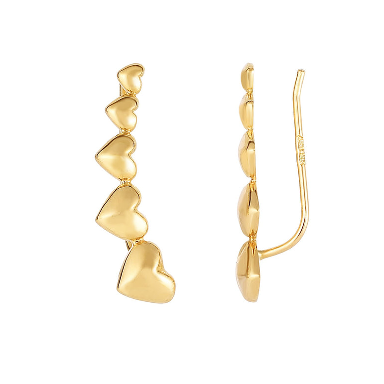 14K Gold Heart Ear Climber-Yellow | Ear Climber