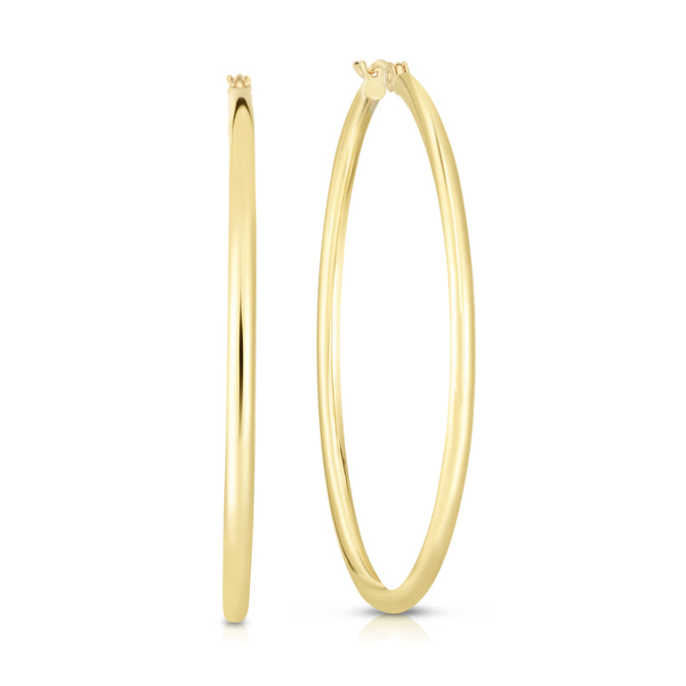 14K Gold 2x15mm Diamond Cut Station Hoop Earring-Tri-color | Hinged