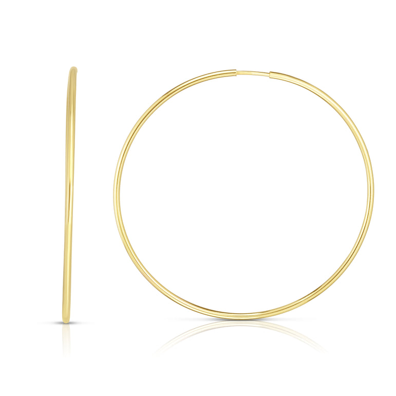 14K Gold 1.2x35mm Polsihed Endless Hoops-Yellow | Endless