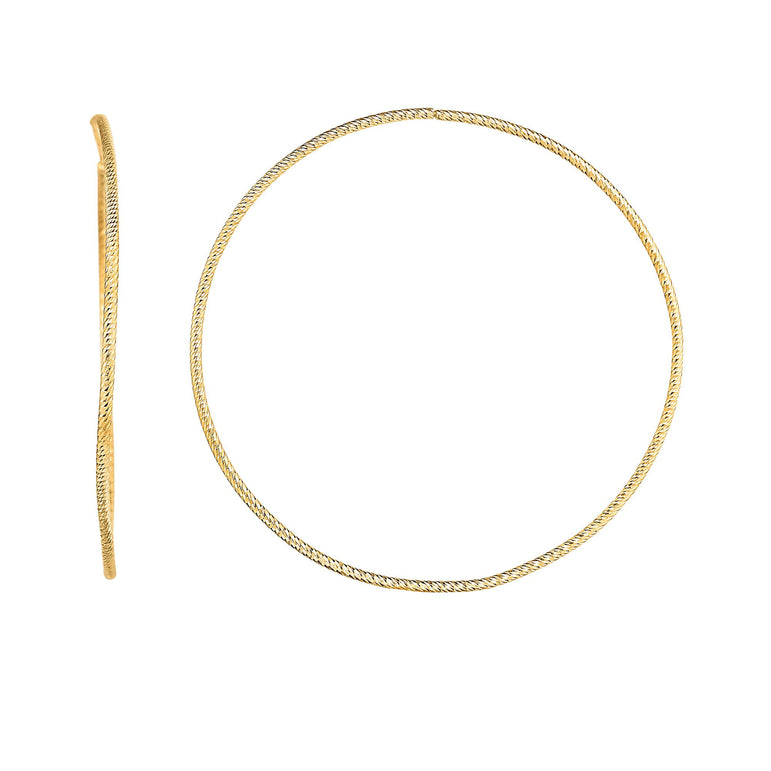 14K Gold 1.2x50mm Diamond Cut Endless Hoops-Yellow | Endless