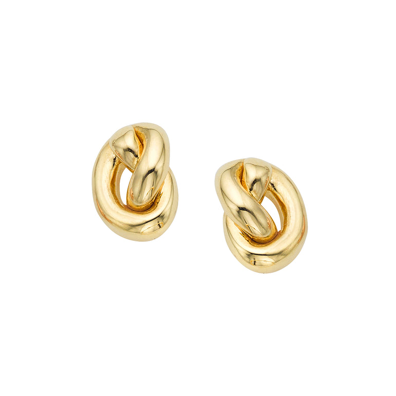 14K Puffed Amore Love Knot Studs-Yellow | Push Back