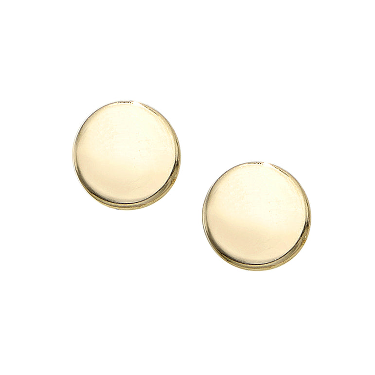 14K Gold Polished Circle Stud Earring-Yellow | Push Back