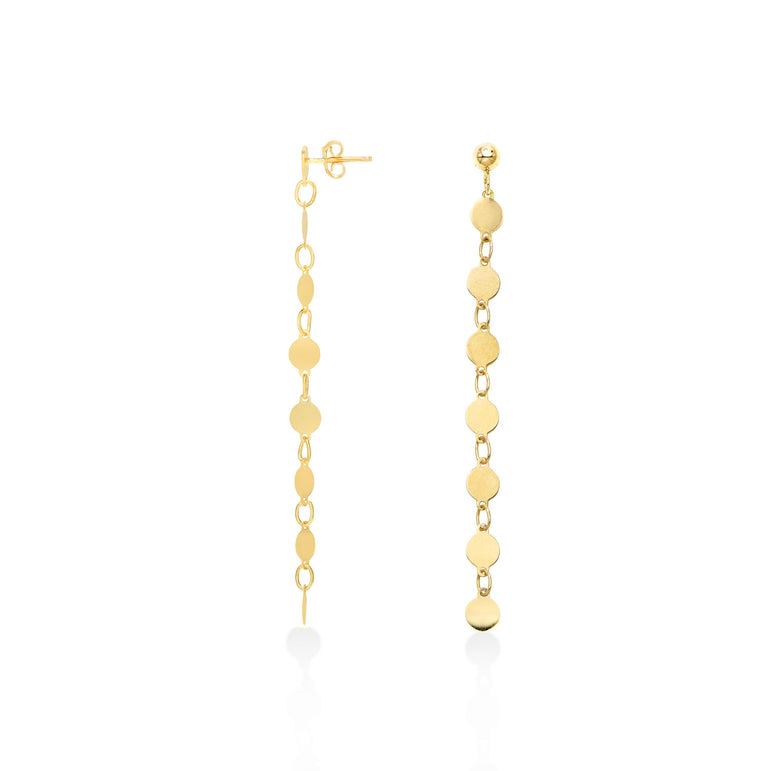 14K Gold Mirror Chain Drop Earring-Yellow | Push Back