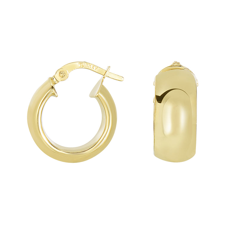 14K Yellow Gold Polished Chunky Hoop Earring-Yellow | Hinged