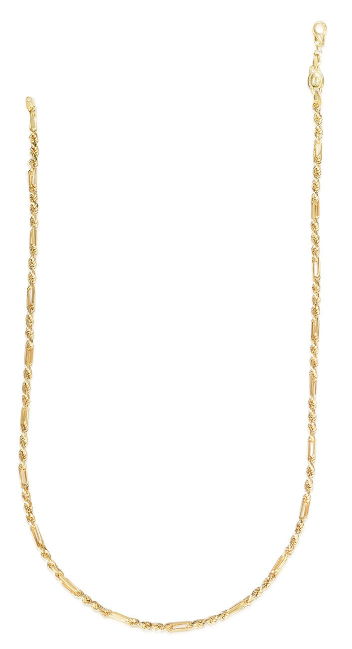 14K Gold 3mm Figarope Chain -Yellow | Lobster