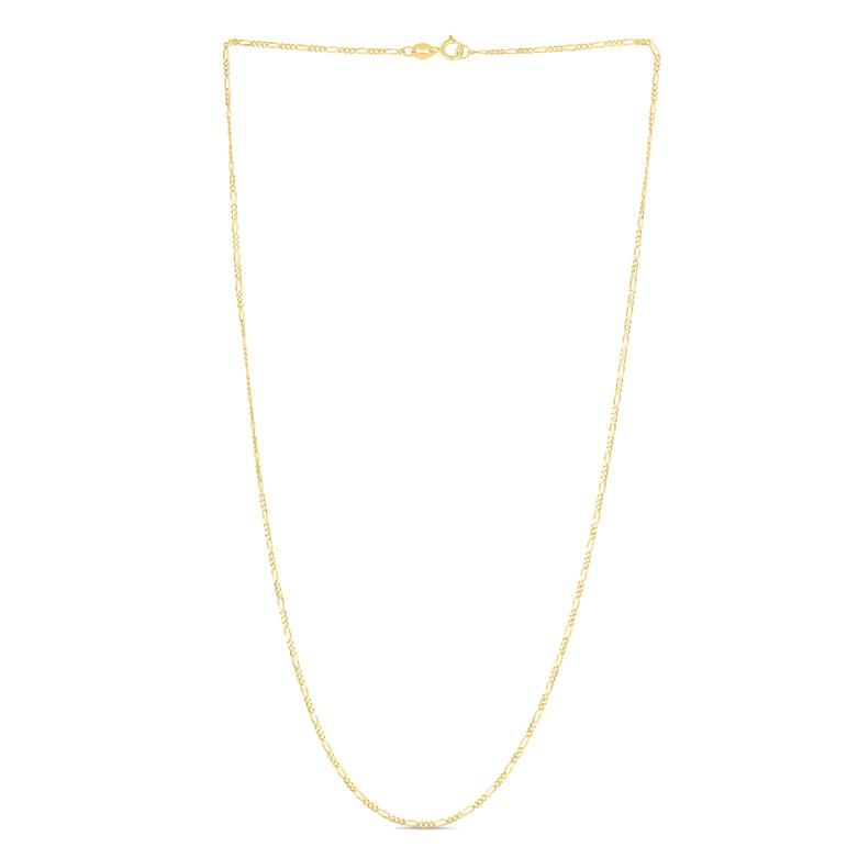 14K Gold 1.3mm Figaro Chain-Yellow | Spring Ring