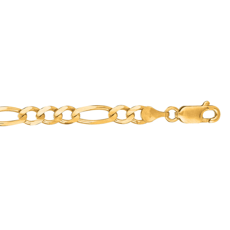 14K Gold 4.5mm 24" Figaro Chain Necklace-Yellow | Lobster