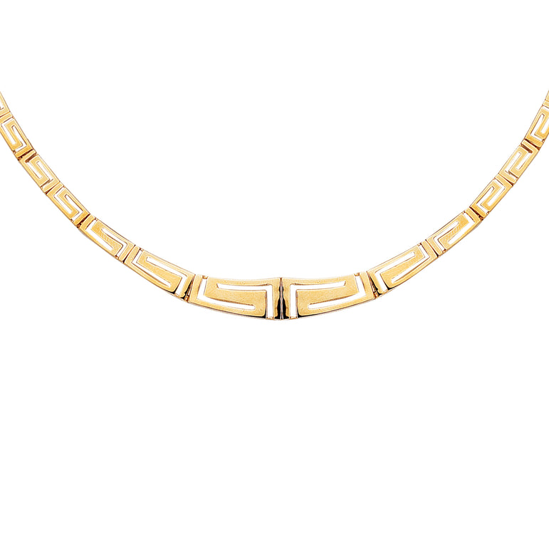 14K Gold Greek Key Necklace-Yellow | Box