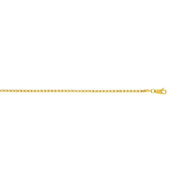 14K Gold 2.5mm Semi-Solid Box Chain -Yellow | Lobster