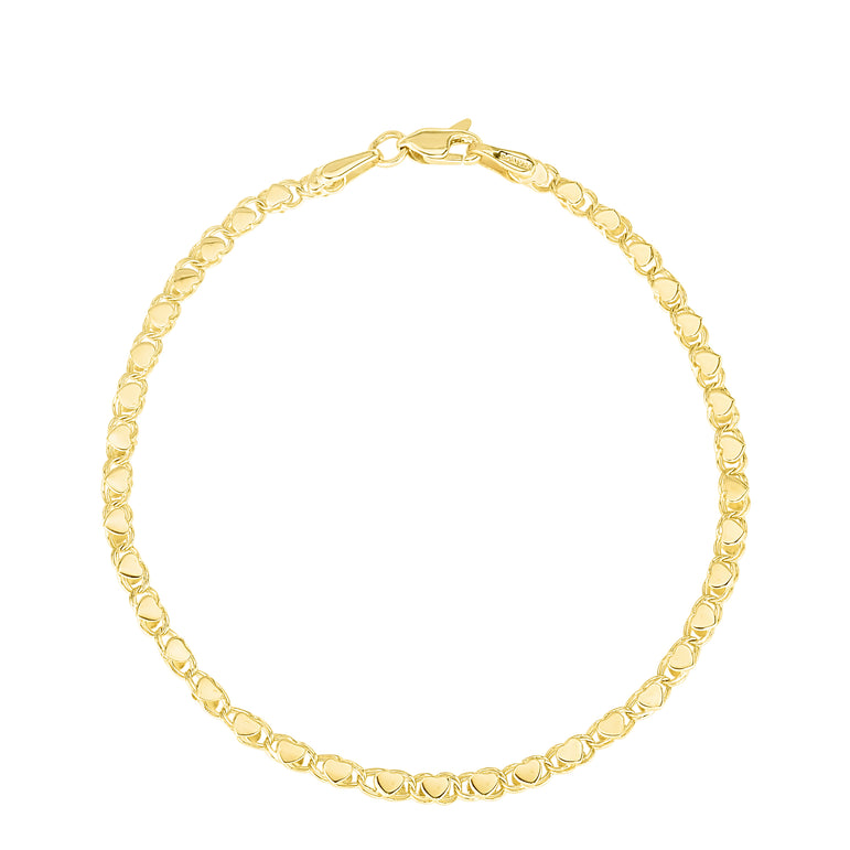 14K Gold 3mm Heart Chain-Yellow | Lobster