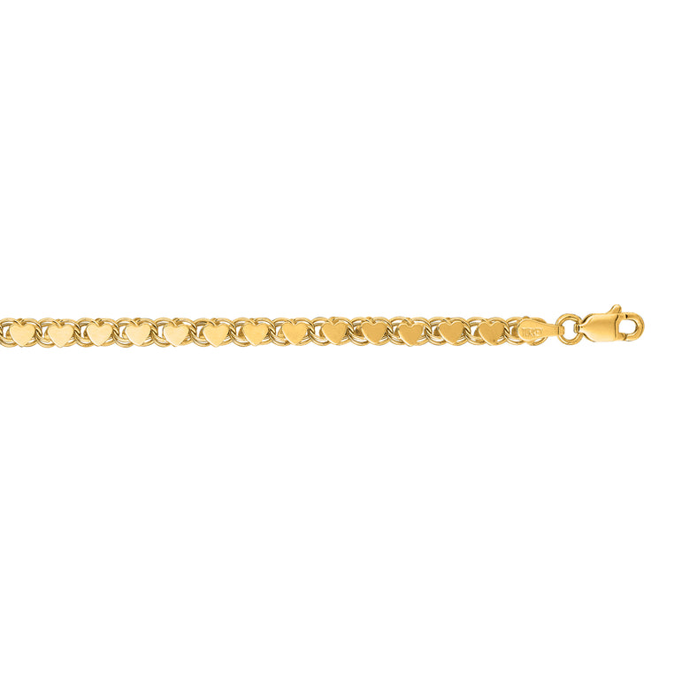 14K Gold 3.2mm Heart Chain-Yellow | Lobster